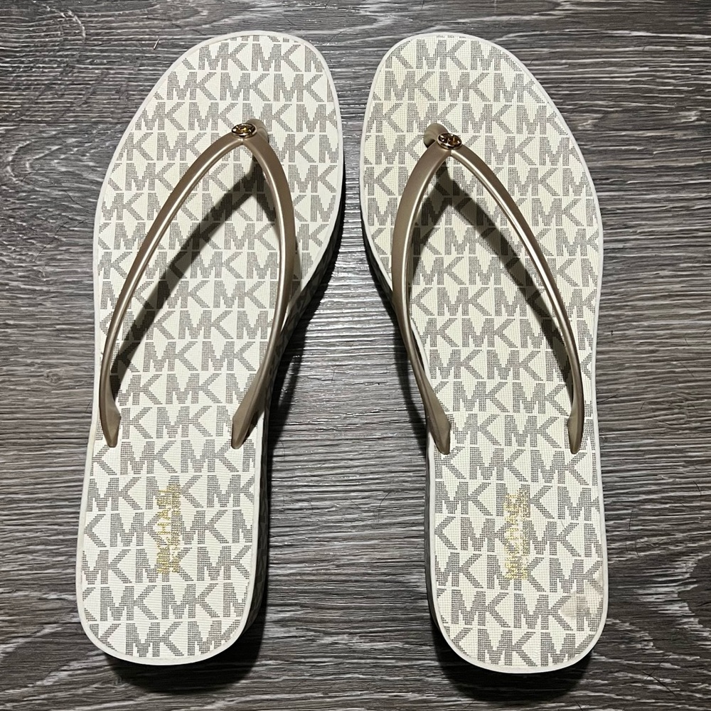Michael Kors Beige and Gold Sandals